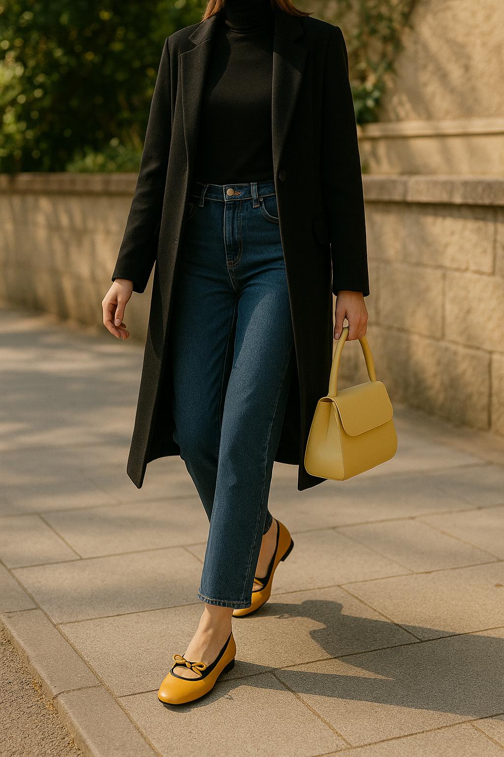 Eloise Flats in Honey Mustard – Handmade Everyday Flats for Women | Wide-Foot Friendly with Strap & Bow