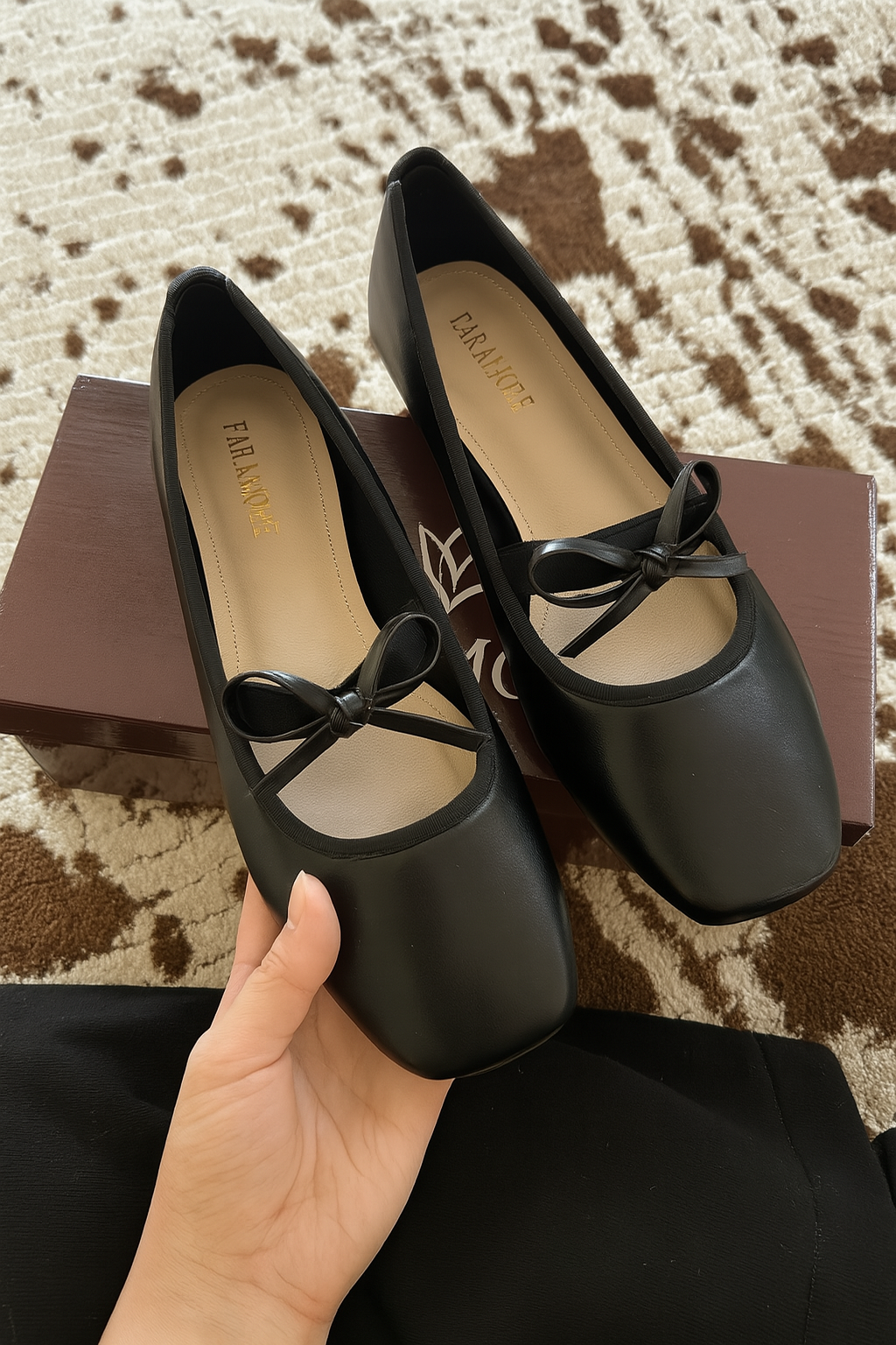 Eloise Flats in Black – Handmade Everyday Flats for Women | Wide-Foot Friendly with Strap & Bow