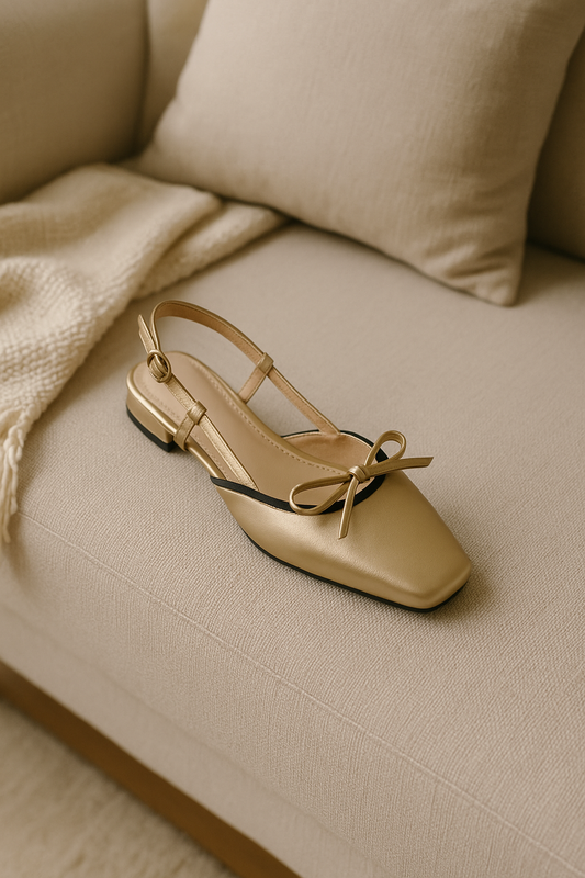 Francesca Midi Heels in Gold | Comfy Anti-Slip Heels for Wide Feet | 2cm Low Heels